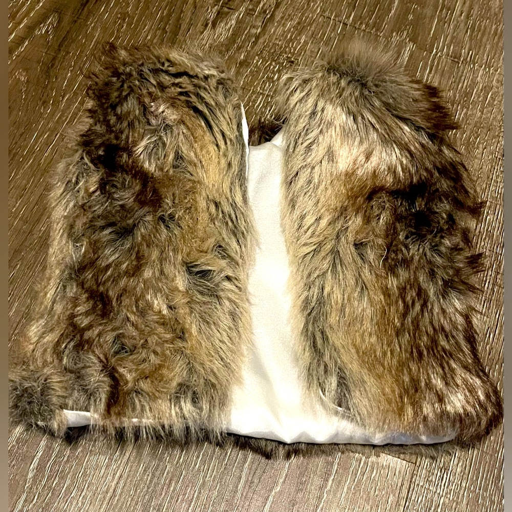 Fur Vest 0-3 Months Multicolor Fur in brown, white, tan, cream for Baby